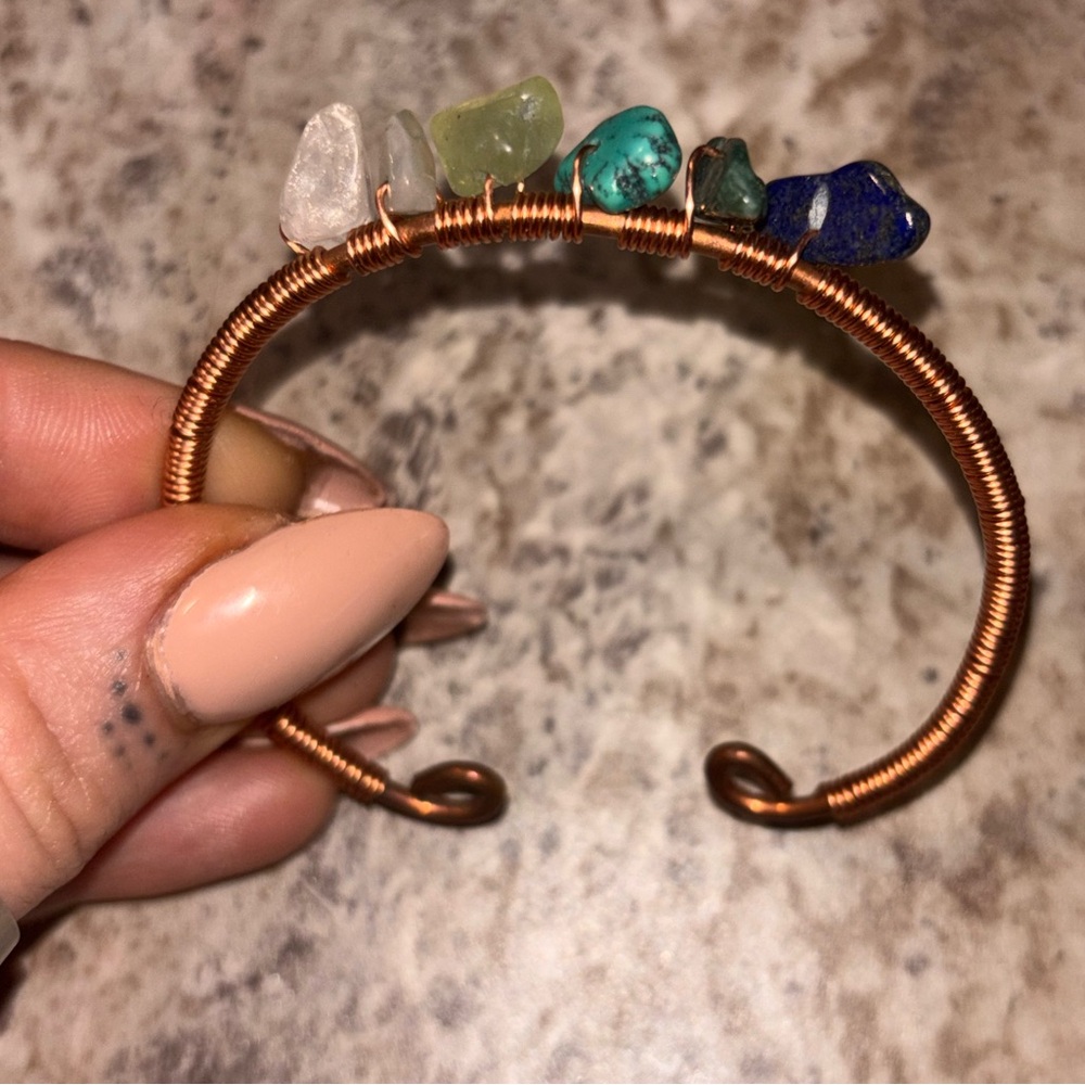 Copper Bracelet with Multicolor Gemstones